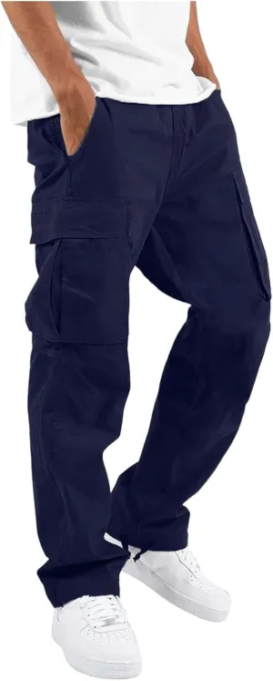 Mens Cargo Pants Casual Athletic Joggers Pants Loose Fit Straight Sweatpants with Multil Pockets Outdoot Hiking Pants