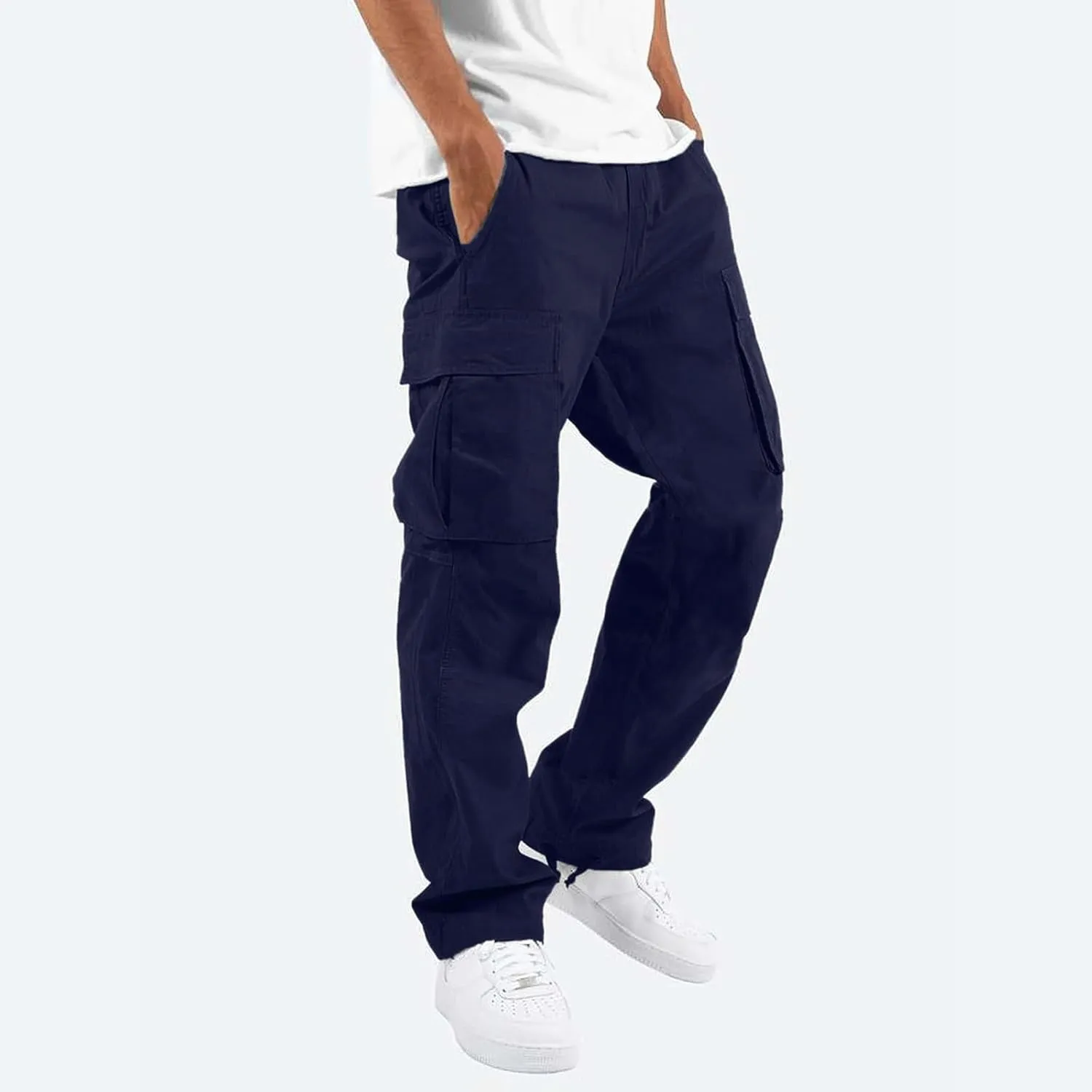 Mens Cargo Pants Casual Athletic Joggers Pants Loose Fit Straight Sweatpants with Multil Pockets Outdoot Hiking Pants