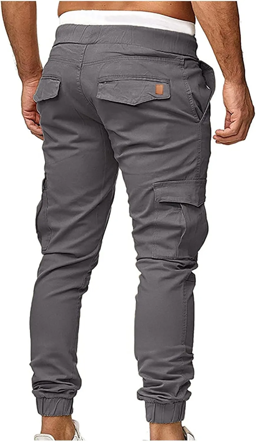 Men's Cargo Pants Stretch Skinny Fit Drawstring Cycling Climbing Trouser Casual Stylish Slacks Tapered Sweatpants