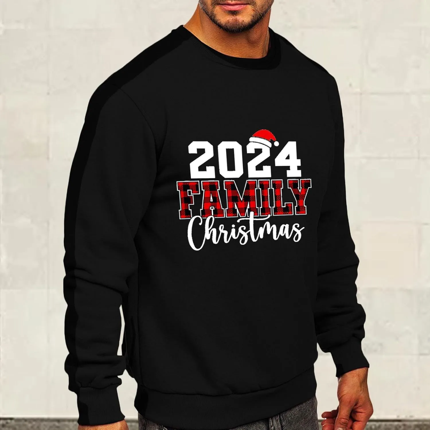 Mens Christmas Sweatshirt Festive Santa Snowman Holiday Sweatshirts 2024 Graphic Print Ugly Pullover for Men
