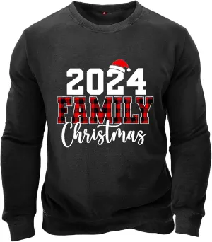 Mens Christmas Sweatshirt Festive Santa Snowman Holiday Sweatshirts 2024 Graphic Print Ugly Pullover for Men