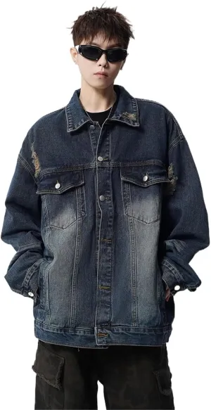 Men's Denim Coat American Retro Spring Casual Denim Jacket for MEN