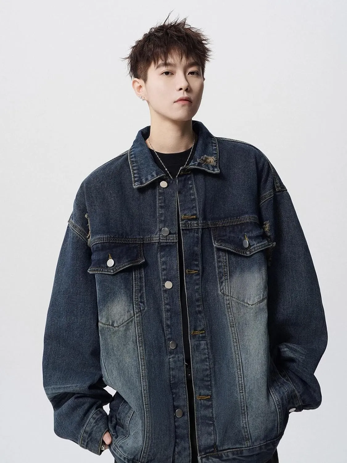 Men's Denim Coat American Retro Spring Casual Denim Jacket for MEN