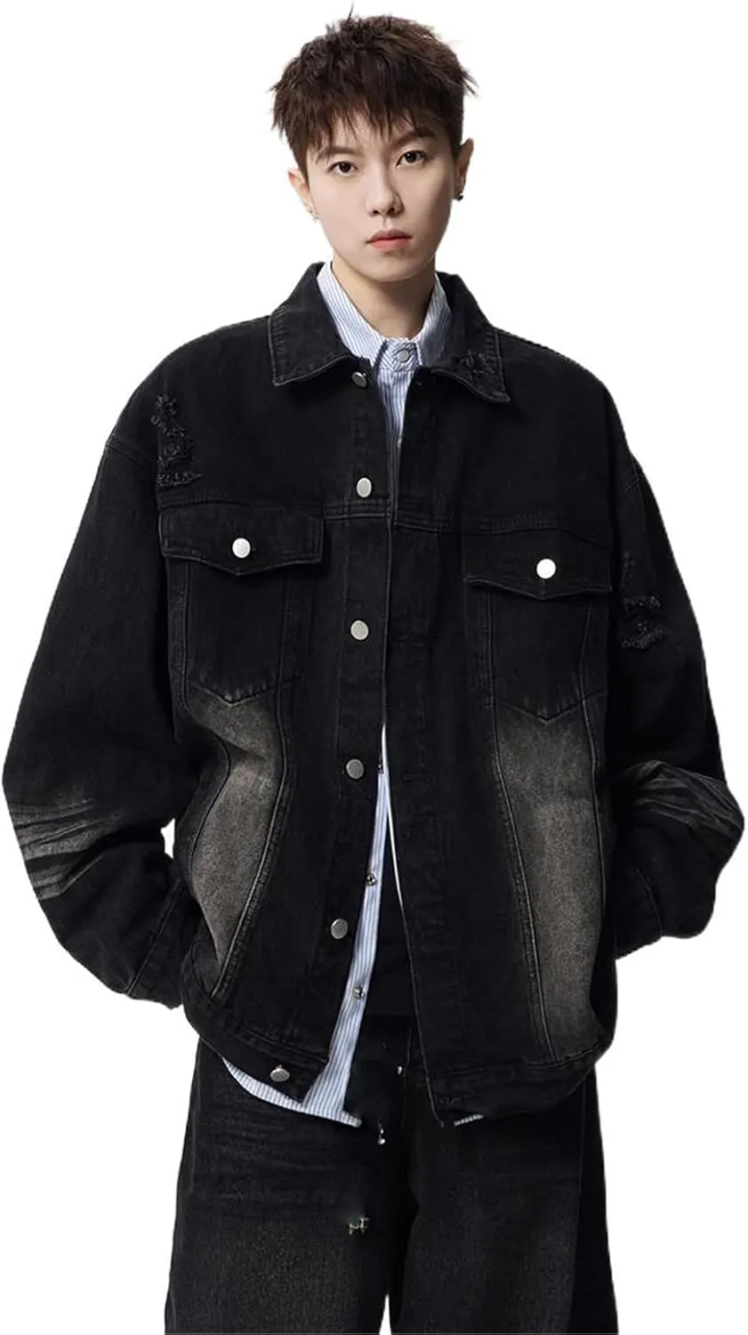 Men's Denim Coat American Retro Spring Casual Denim Jacket for MEN