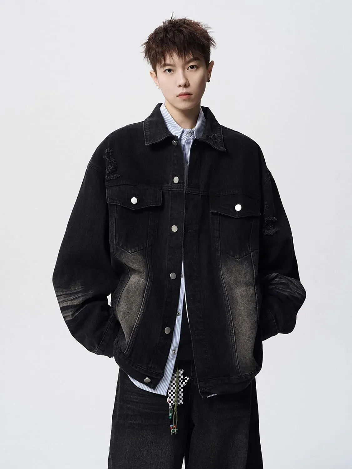 Men's Denim Coat American Retro Spring Casual Denim Jacket for MEN
