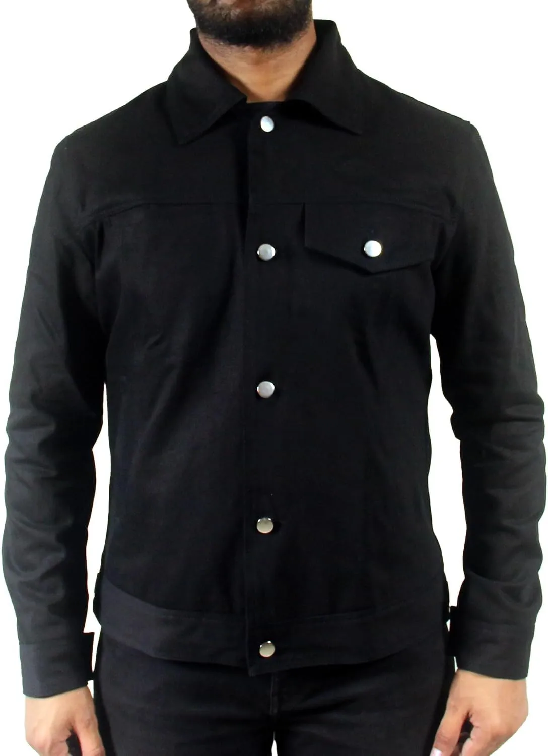 Mens Denim Jacket - Versatile Black Denim Coat Style Jacket