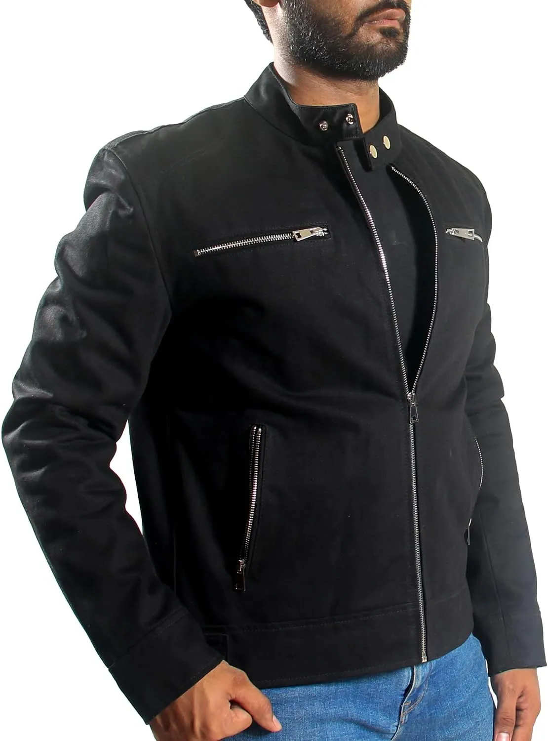 Mens Denim Jacket - Versatile Black Denim Coat Style Jacket