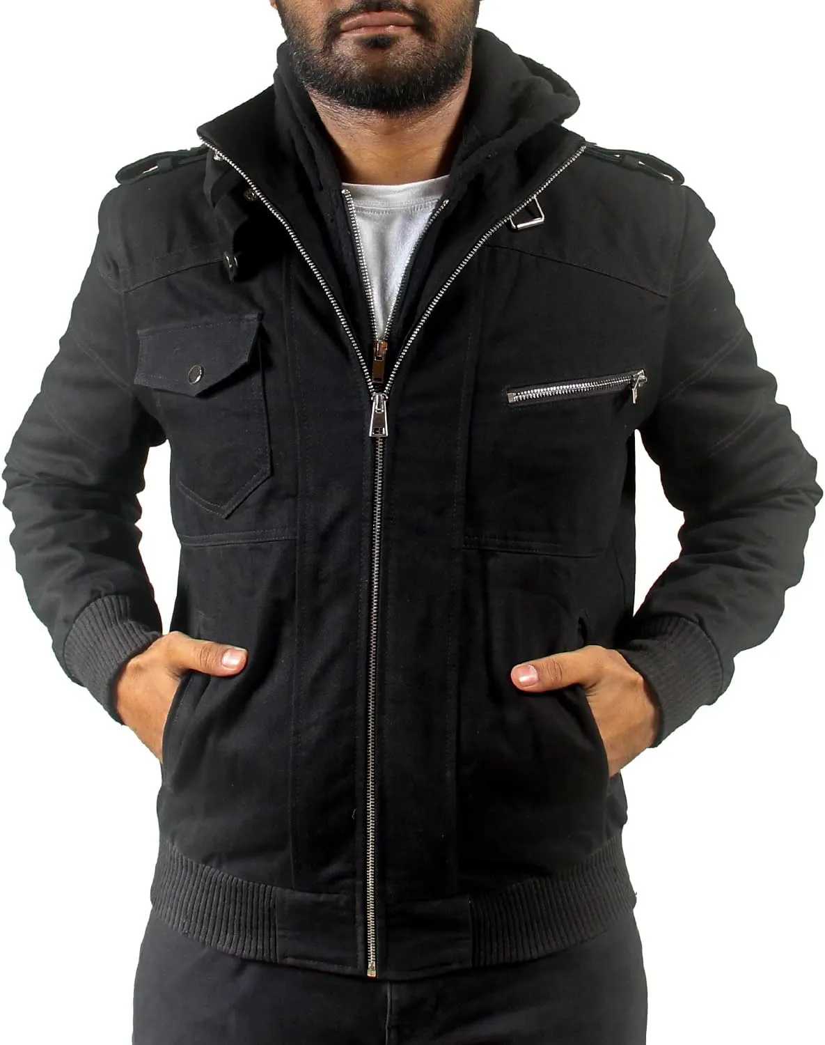Mens Denim Jacket - Versatile Black Denim Coat Style Jacket