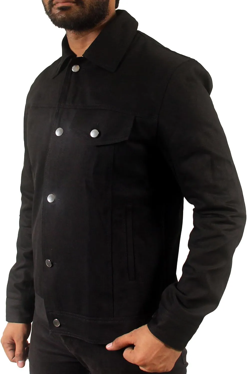 Mens Denim Jacket - Versatile Black Denim Coat Style Jacket