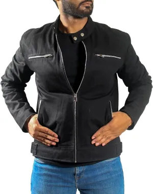 Mens Denim Jacket - Versatile Black Denim Coat Style Jacket
