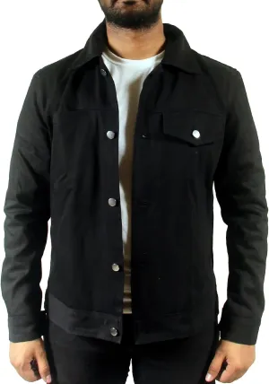 Mens Denim Jacket - Versatile Black Denim Coat Style Jacket