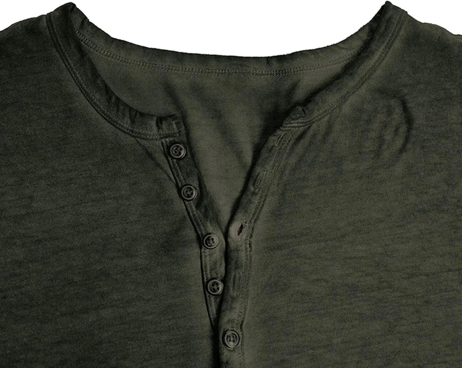 Mens Distressed Henley Shirts Classic Retro Long Sleeve Cotton Tee Shirts Casual Button Down Washed T-Shirts