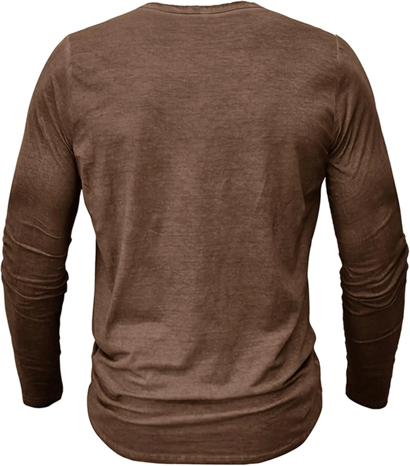 Mens Distressed Henley Shirts Classic Retro Long Sleeve Cotton Tee Shirts Casual Button Down Washed T-Shirts