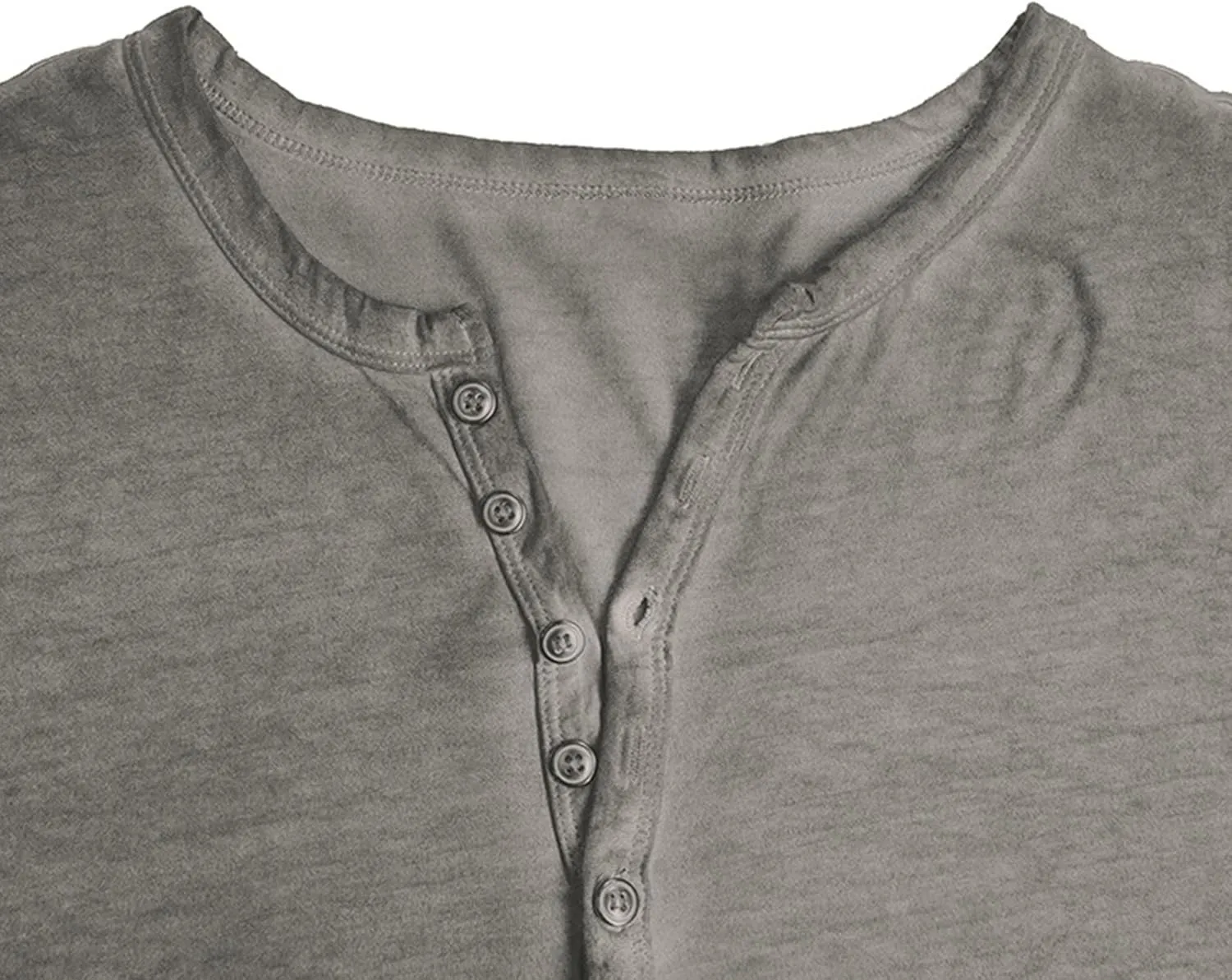 Mens Distressed Henley Shirts Classic Retro Long Sleeve Cotton Tee Shirts Casual Button Down Washed T-Shirts
