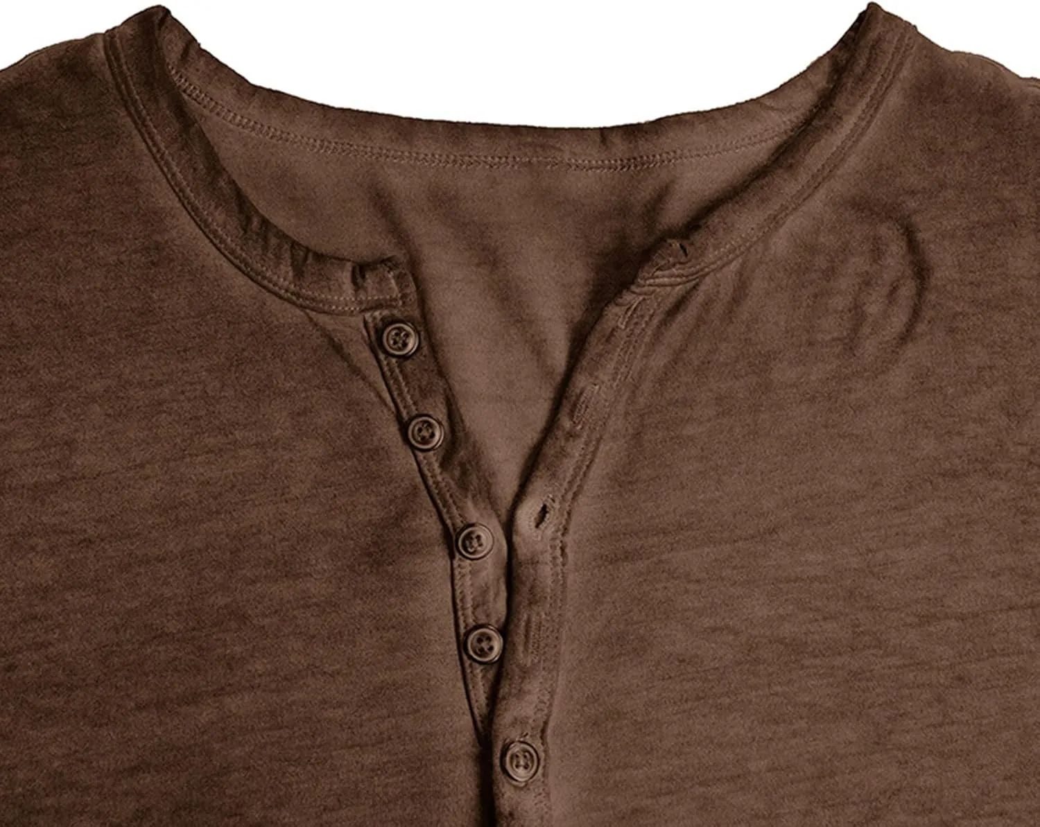 Mens Distressed Henley Shirts Classic Retro Long Sleeve Cotton Tee Shirts Casual Button Down Washed T-Shirts