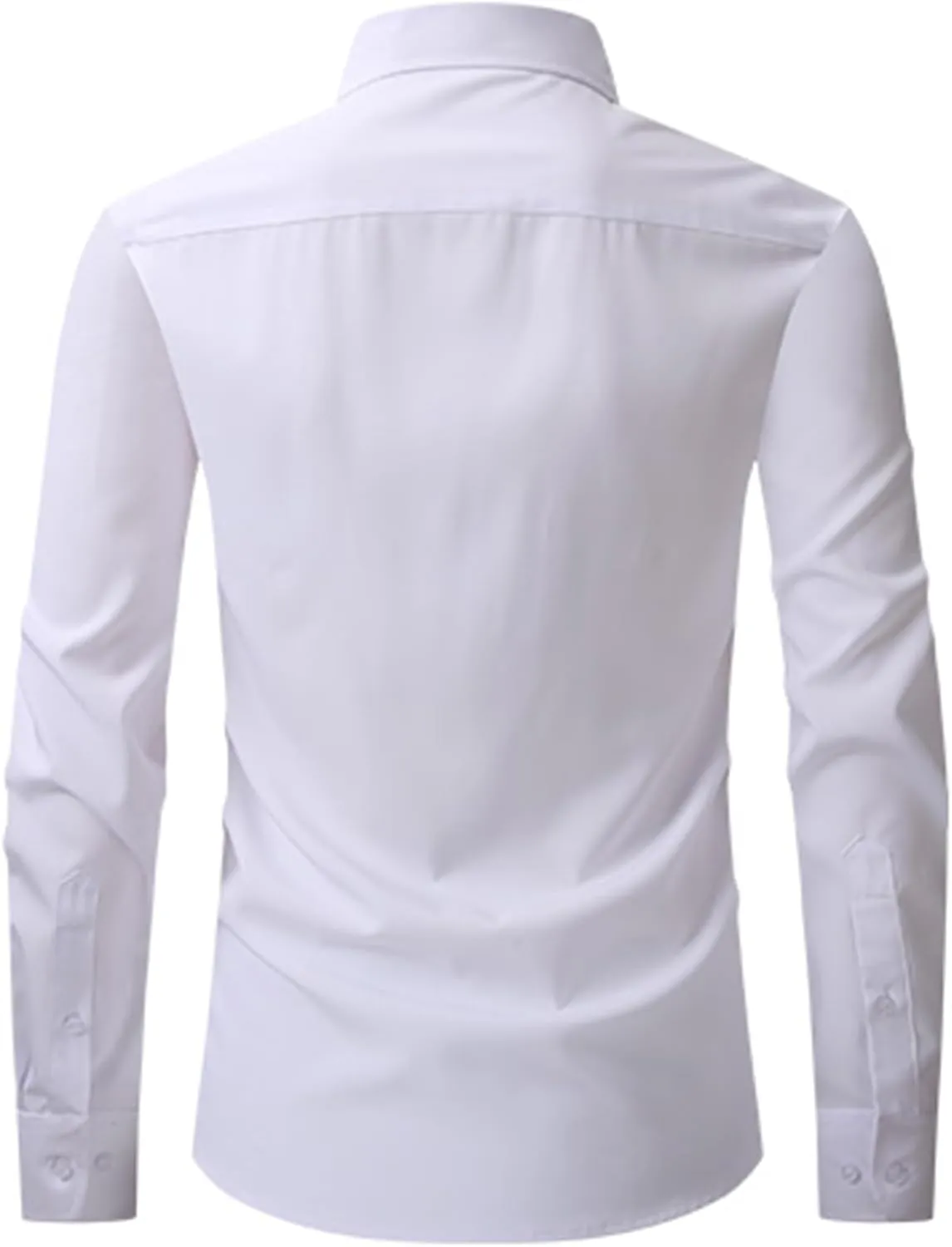 Men's Dress Shirts Solid Causal Long Sleeve Business Button Down Shirts Regular Fit Stretch Cotton Formal Dress Shirts