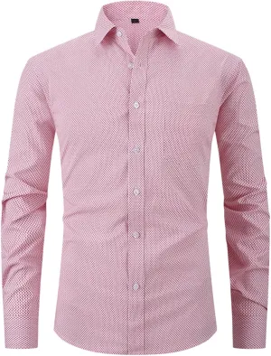 Men's Dress Shirts Solid Causal Long Sleeve Business Button Down Shirts Regular Fit Stretch Cotton Formal Dress Shirts