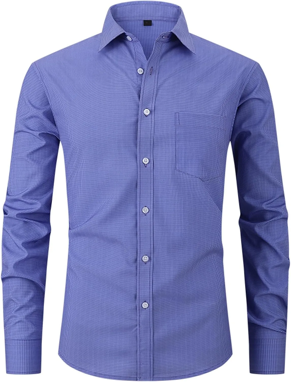 Men's Dress Shirts Solid Causal Long Sleeve Business Button Down Shirts Regular Fit Stretch Cotton Formal Dress Shirts