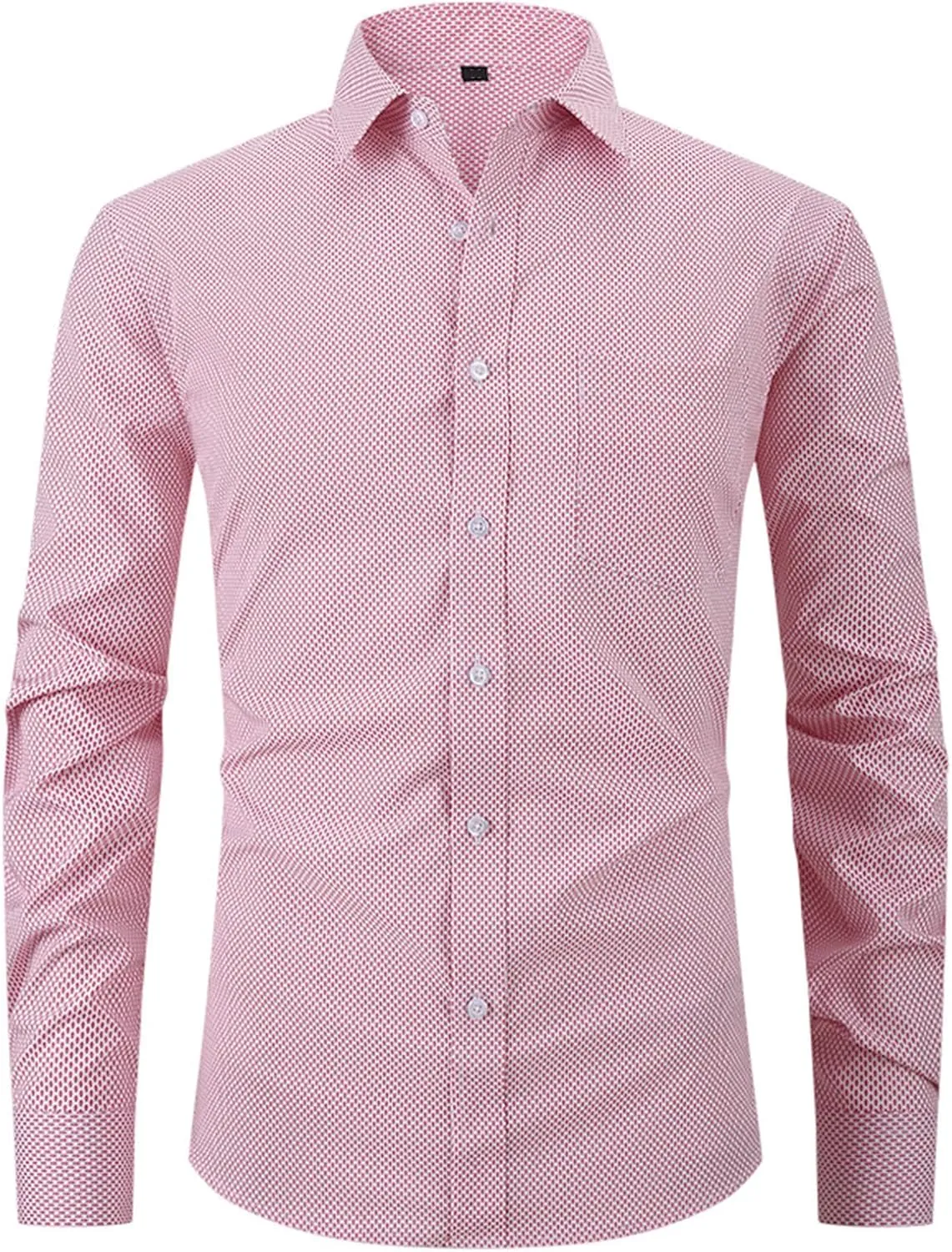 Men's Dress Shirts Solid Causal Long Sleeve Business Button Down Shirts Regular Fit Stretch Cotton Formal Dress Shirts