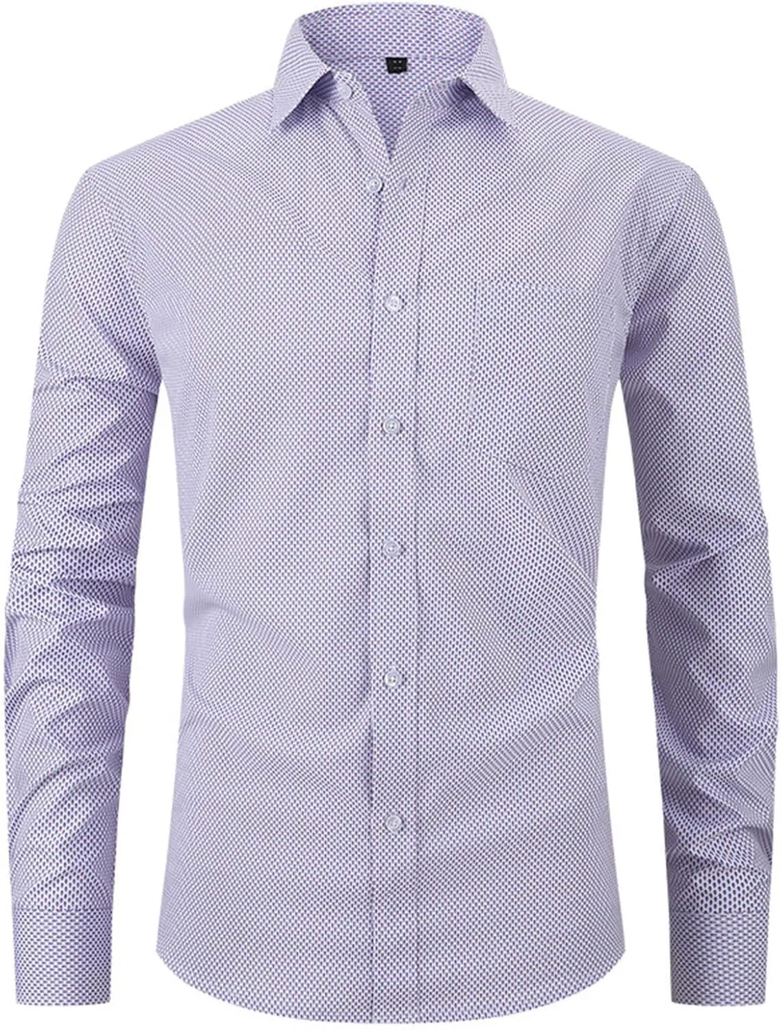 Men's Dress Shirts Solid Causal Long Sleeve Business Button Down Shirts Regular Fit Stretch Cotton Formal Dress Shirts