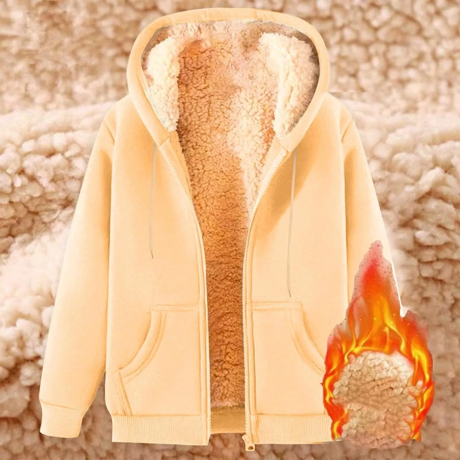 Men's Fleece Lined Thick Warm Full Zip Swaetshirts Fall Winter Trendy Fuzzy Hooded Jacket Casual Comfy Fashion Coat