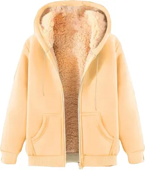 Men's Fleece Lined Thick Warm Full Zip Swaetshirts Fall Winter Trendy Fuzzy Hooded Jacket Casual Comfy Fashion Coat