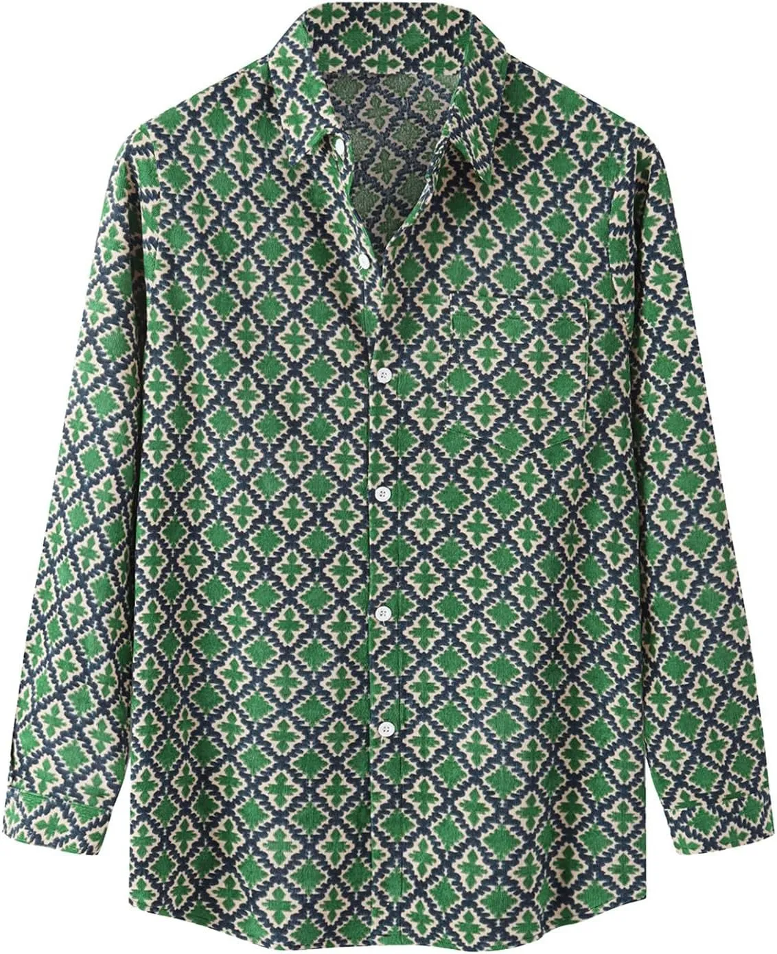 Mens Floral Hawaiian Shirts Long Sleeve Button Down Summer Beach Shirts Loose fit Comfy Holiday Print Shirts