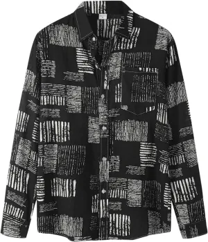 Mens Floral Hawaiian Shirts Long Sleeve Button Down Summer Beach Shirts Loose fit Comfy Holiday Print Shirts