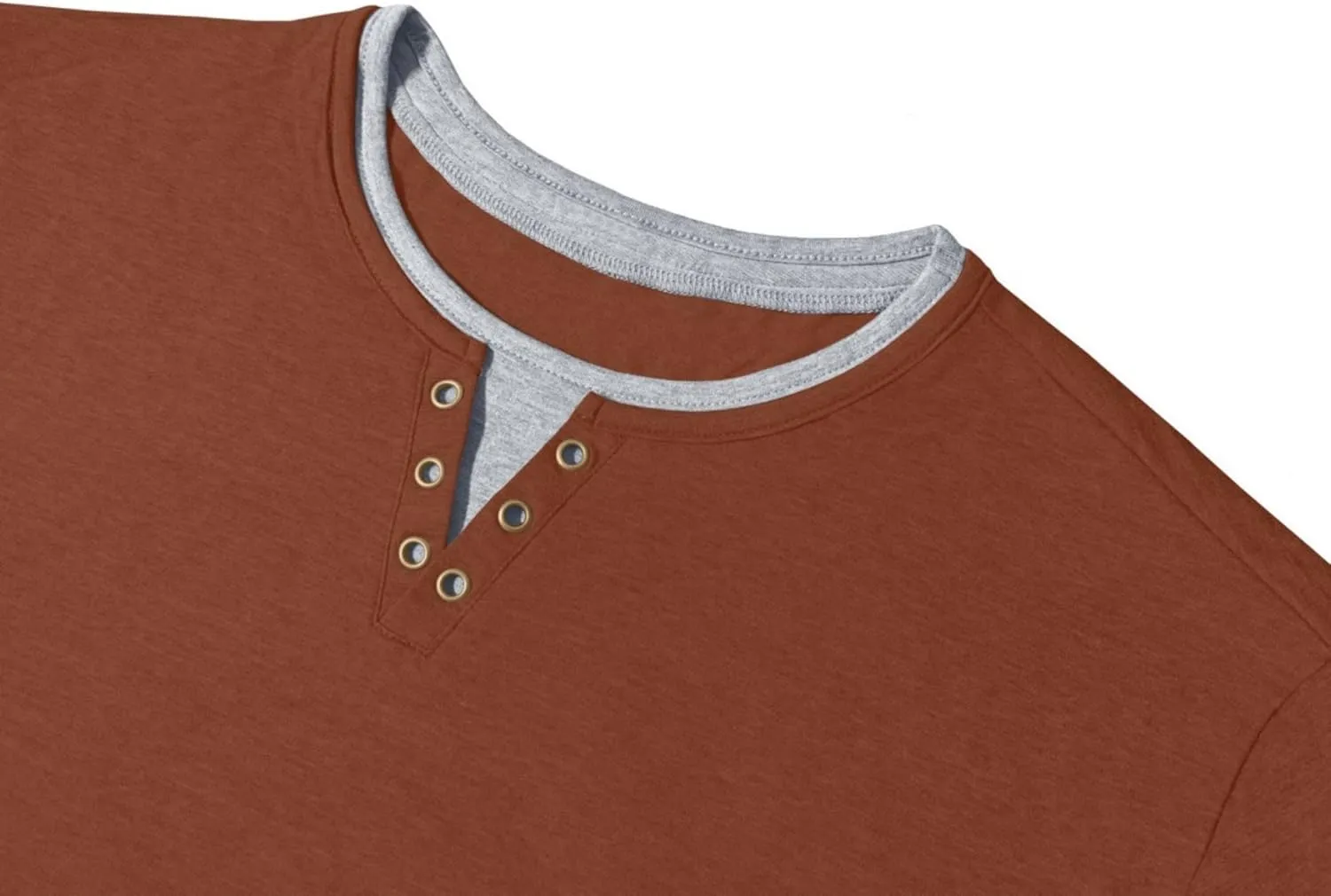 Men's Henley T-Shirt Short Sleeve Casual Lightweight Pullover Shirts Soft Stretch Basic Tees V Neck Metal Design Tops