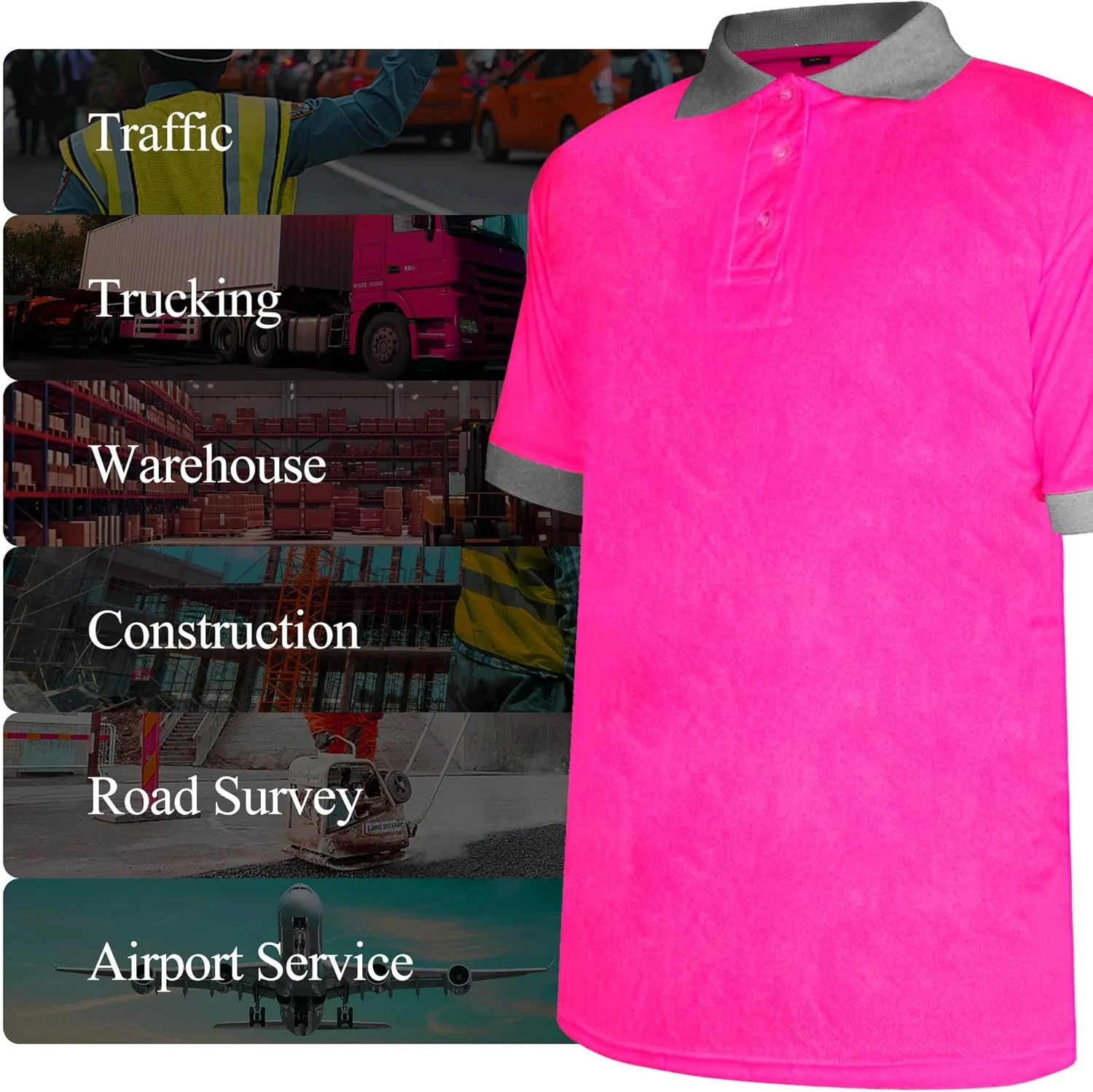 Mens’ High Visibility Safety Short Sleeve T-Shirt with Pocket Moisture Wicking Shirts,Multipack