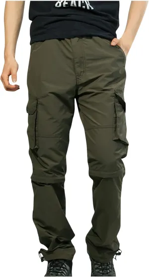 Mens Hiking Pants Convertible Quick Dry Lightweight Zip Off Outdoor Fishing Travel Cargo Pants with Multi-Pockets