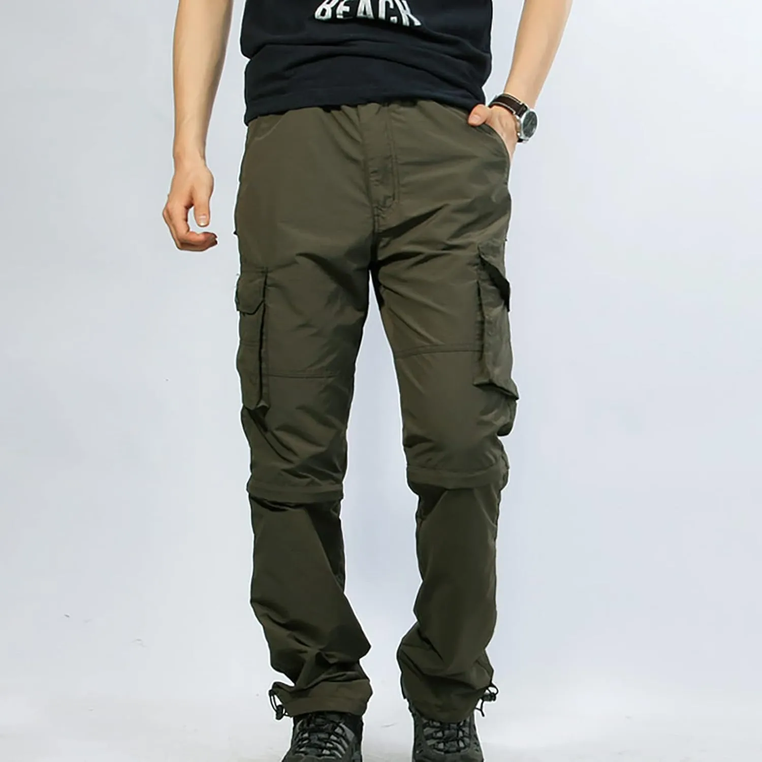 Mens Hiking Pants Convertible Quick Dry Lightweight Zip Off Outdoor Fishing Travel Cargo Pants with Multi-Pockets