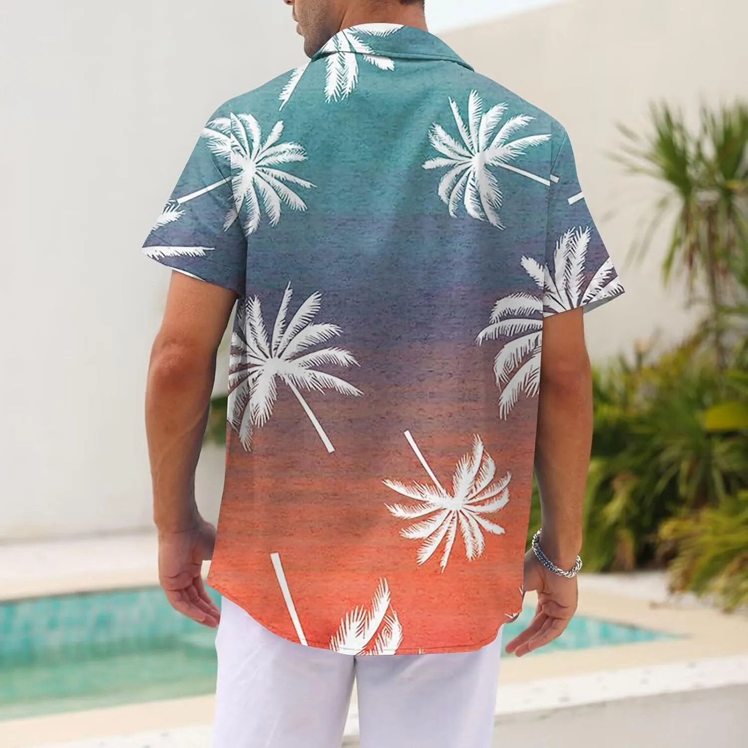 Mens Linen Shirts Short Sleeve Button Down Shirts Hawaii Shirts Wrinkle Casual Vacation Beach Summer Tops