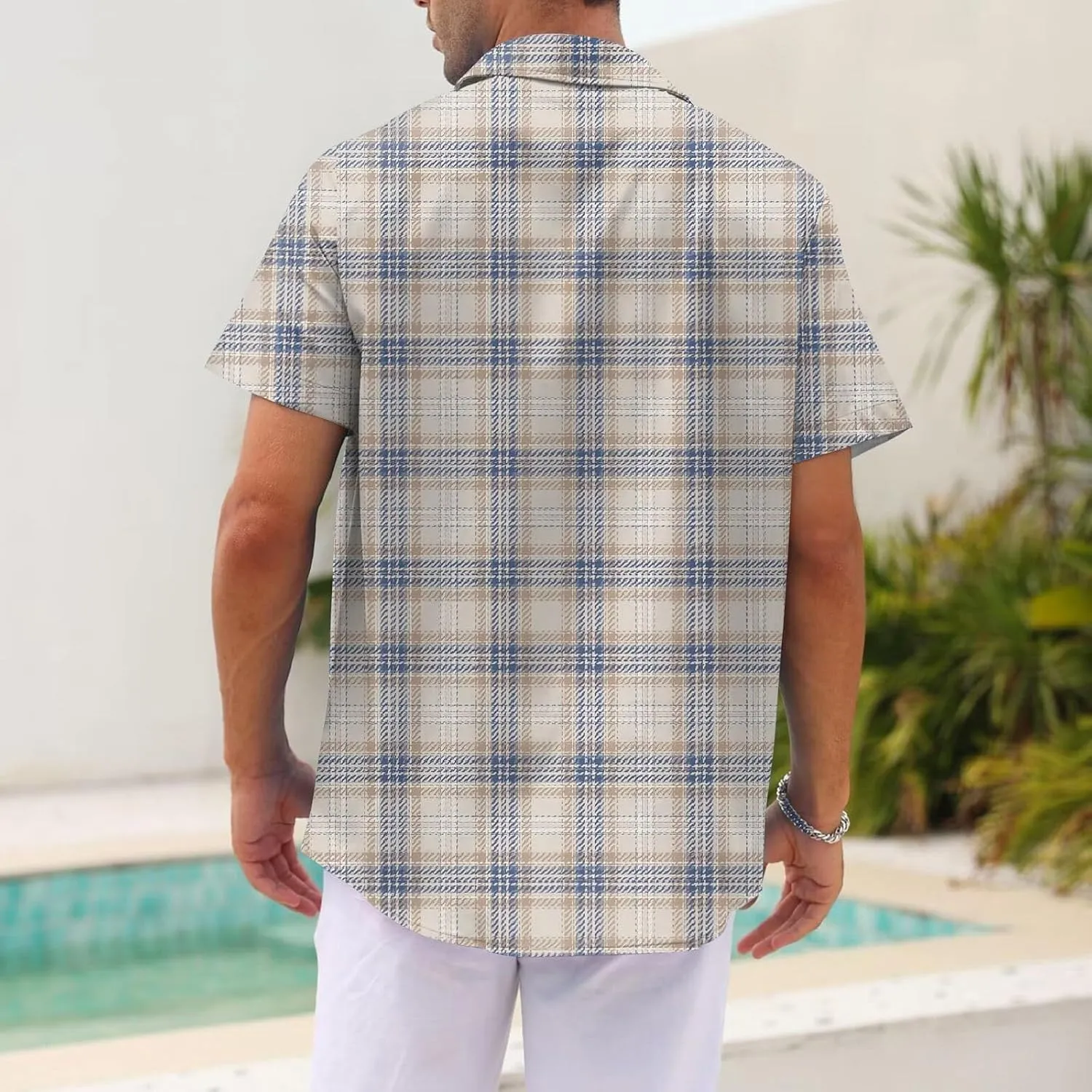 Mens Linen Shirts Short Sleeve Button Down Shirts Hawaii Shirts Wrinkle Casual Vacation Beach Summer Tops