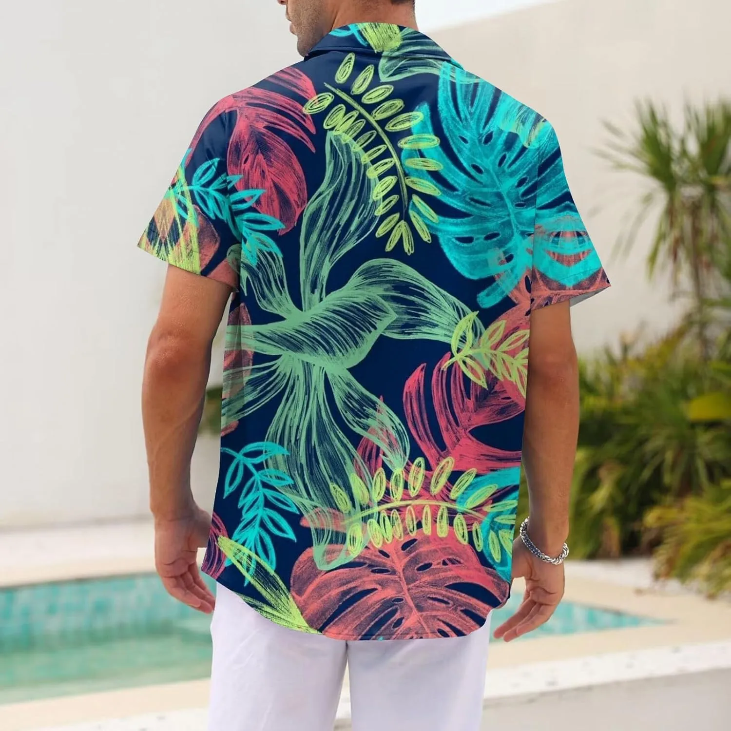 Mens Linen Shirts Short Sleeve Button Down Shirts Hawaii Shirts Wrinkle Casual Vacation Beach Summer Tops