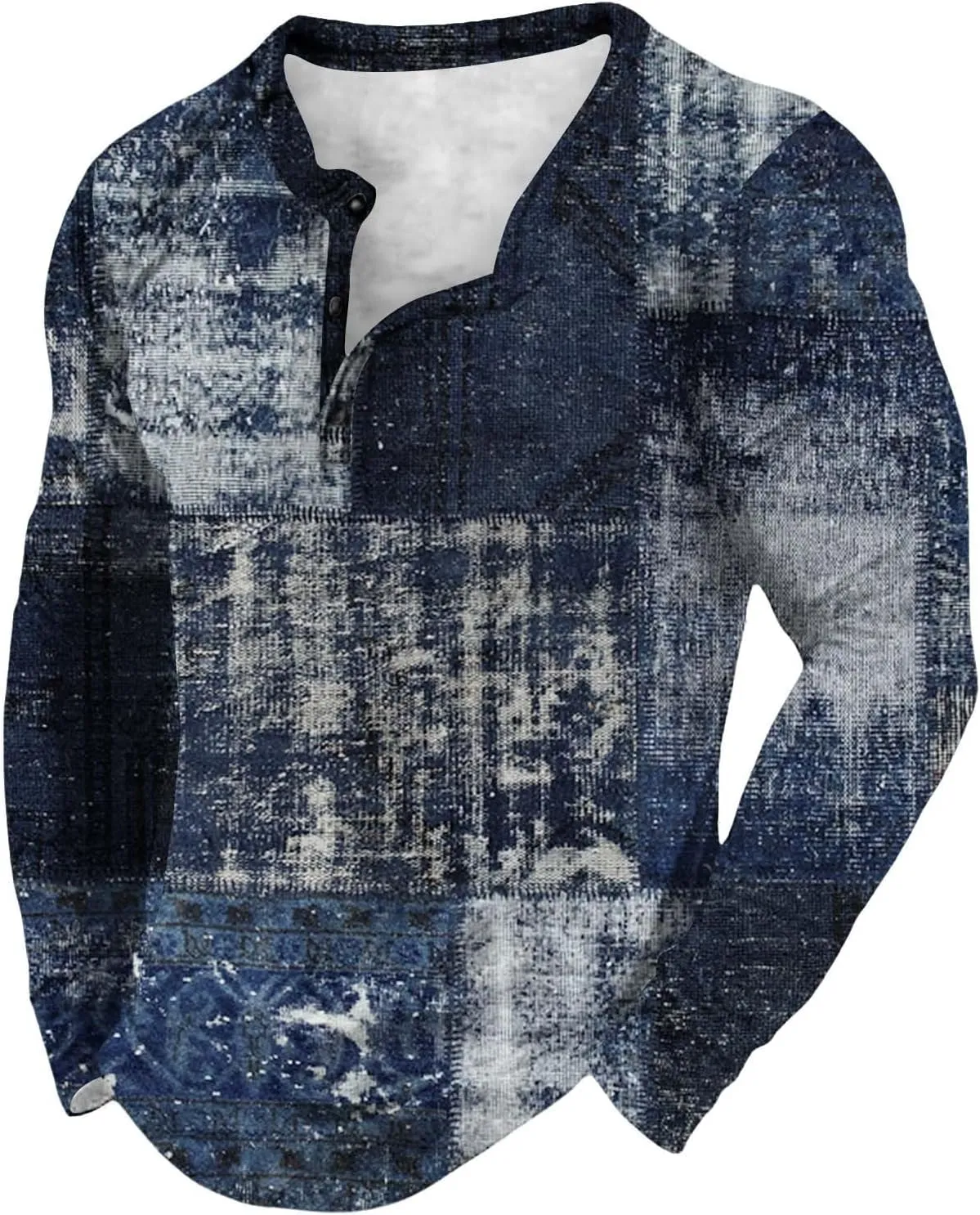 Men's Long Sleeve Polo Shirts Henley Shirts for Men Long Sleeve Casual Polo Sweatshirts Patchwork Linen Golf Shirts