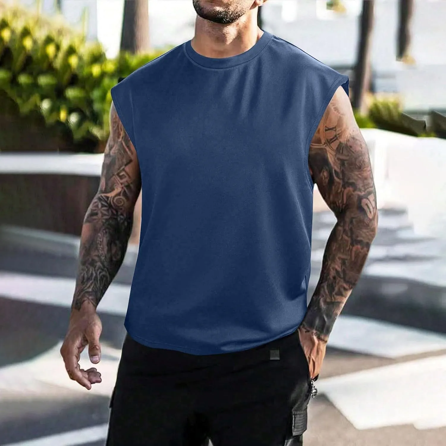 Mens Mesh Tops Lightweight Breathable Summer Workout Tank Tops Quick Dry Active Gym Shirts