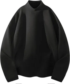 Men's Oversize Mock Turtleneck Sweater Long Sleeve Half Neck Pullover Thermal Loose Casual Solid Pullover Sweatshirt