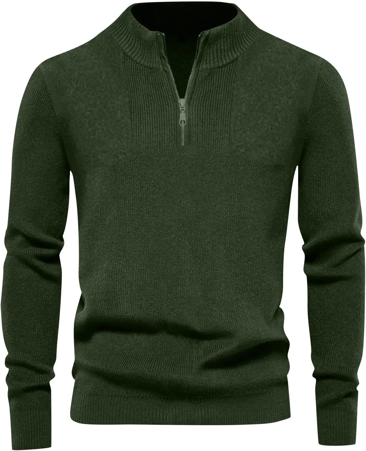 Men's Soft Sweaters Quarter Zip Pullover Sweatshirt Mock Neck Polo Sweater Casual Pullover Sweater with Ribbing Edge