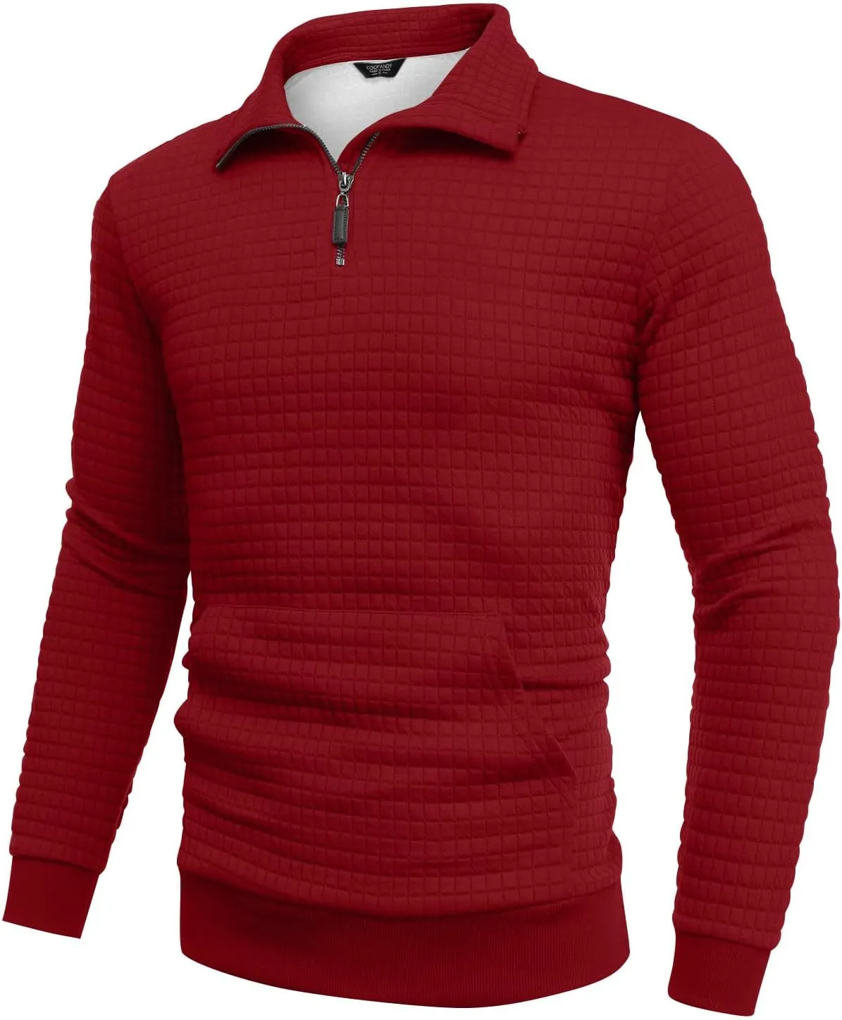 Men's Soft Sweaters Quarter Zip Pullover Sweatshirt Mock Neck Polo Sweater Casual Pullover Sweater with Ribbing Edge