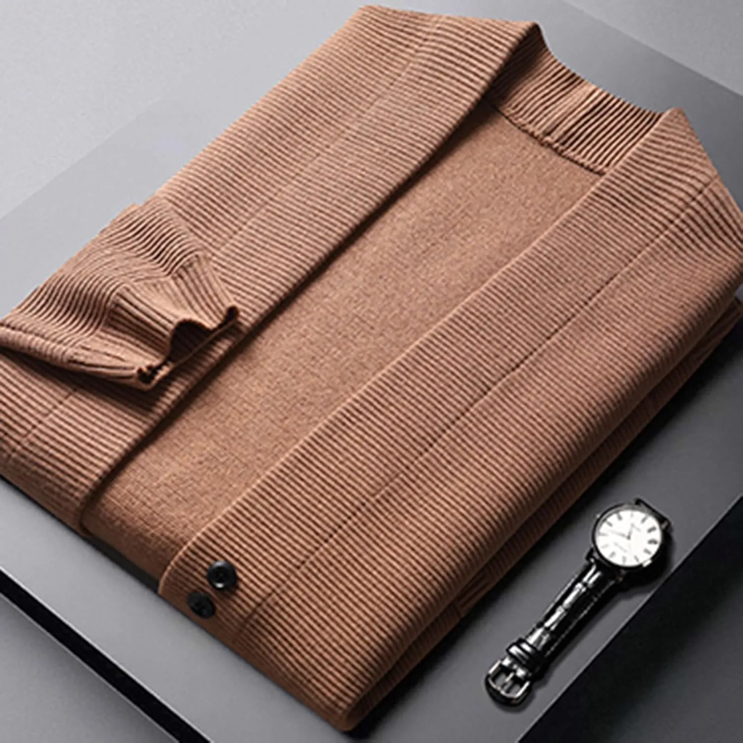 Mens Sweater Jacket Men's Wool Blended Cardigan Sweaters V Neck Button Down Cardigans with Pockets