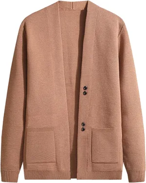 Mens Sweater Jacket Men's Wool Blended Cardigan Sweaters V Neck Button Down Cardigans with Pockets