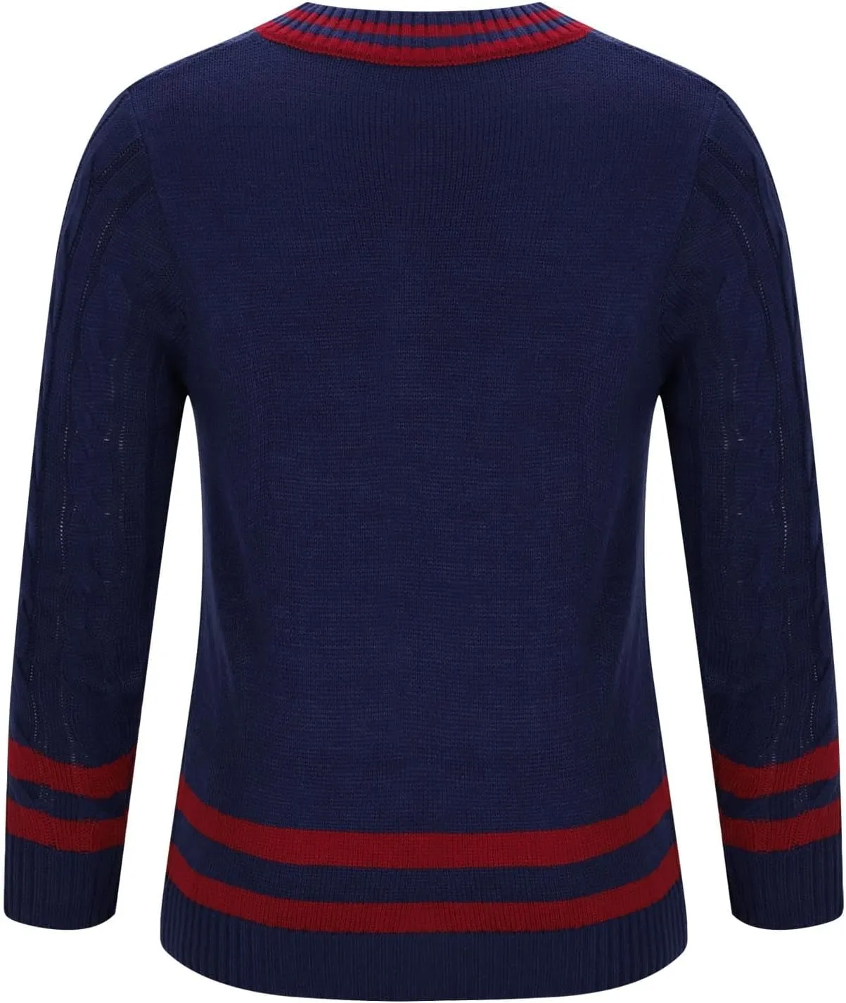 Mens Sweater Textured Knitted Sweaters Casual Long-Sleeve Work Bottom Sweaters V Neck Patchwork Stylish Sweaters