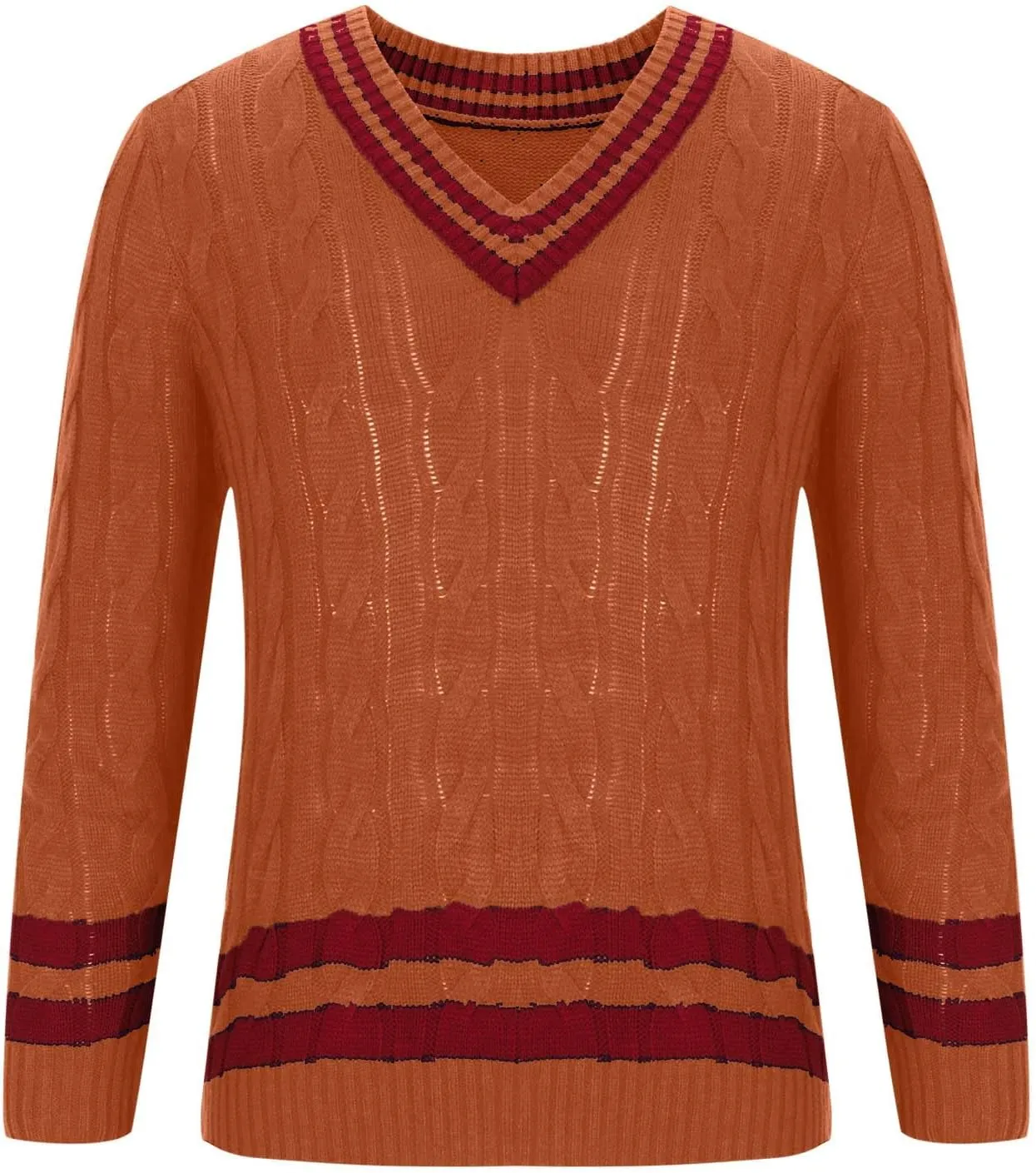 Mens Sweater Textured Knitted Sweaters Casual Long-Sleeve Work Bottom Sweaters V Neck Patchwork Stylish Sweaters