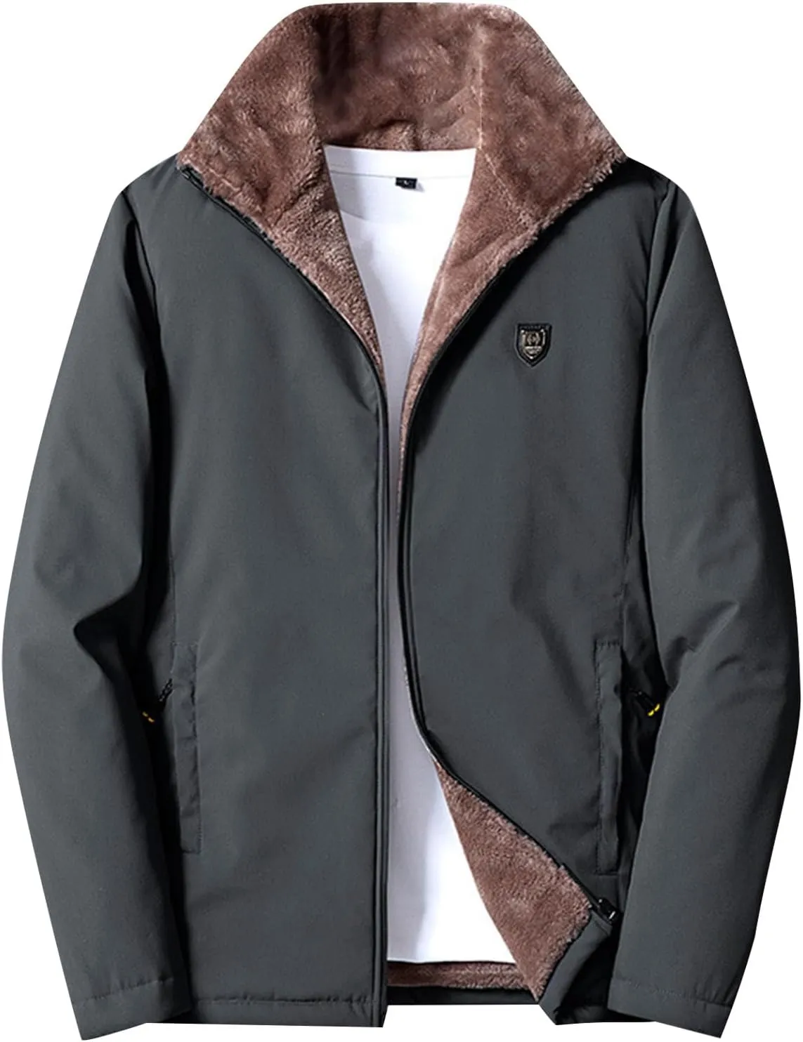 Men's Sweater Winter Thickened Long Sleeve Jacket Composite Warm Coat Turtle Necks, M-2XL