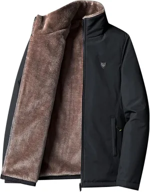 Men's Sweater Winter Thickened Long Sleeve Jacket Composite Warm Coat Turtle Necks, M-2XL