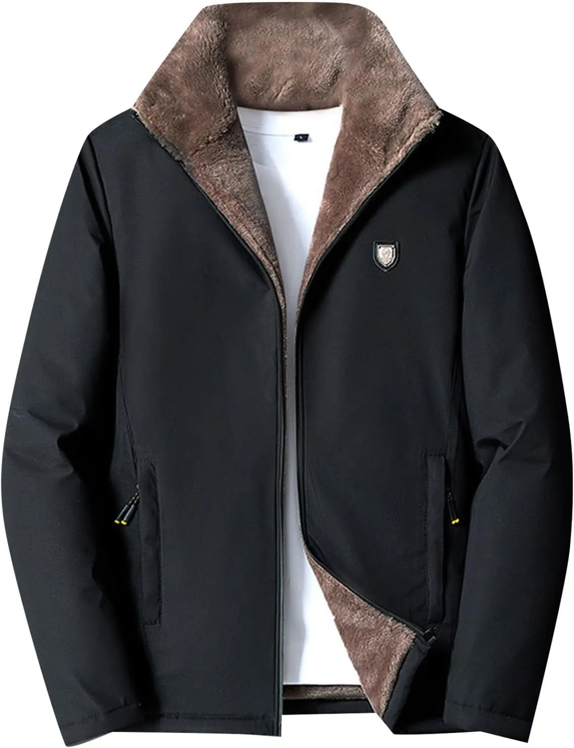 Men's Sweater Winter Thickened Long Sleeve Jacket Composite Warm Coat Turtle Necks, M-2XL