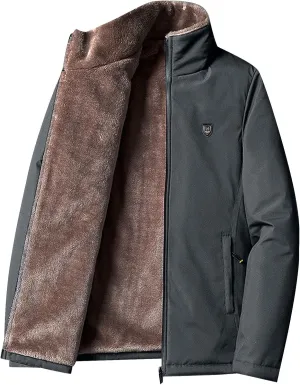 Men's Sweater Winter Thickened Long Sleeve Jacket Composite Warm Coat Turtle Necks, M-2XL
