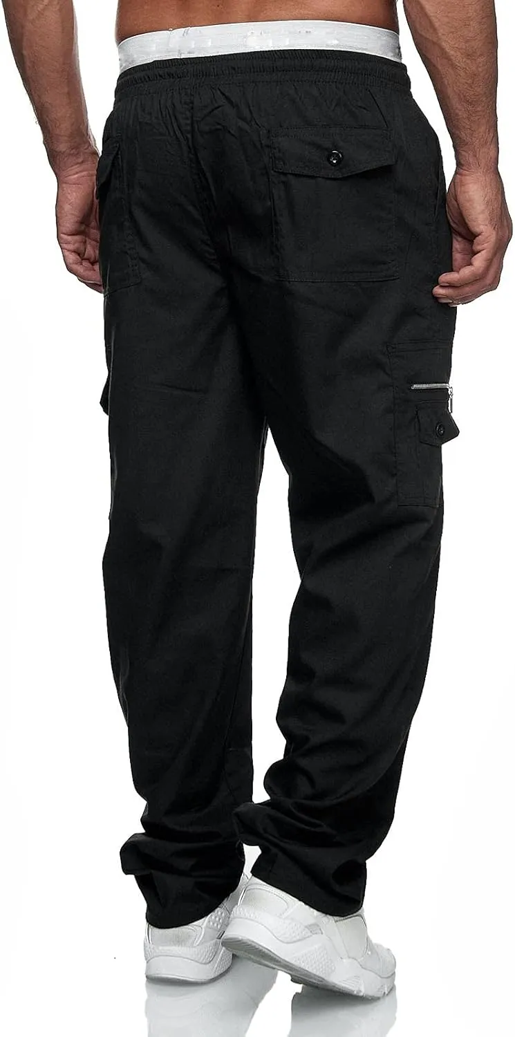Mens Sweatpants with Pockets Big and Tall Fleece Cargo Sweatpants Stretch Elastic Running Athletic Sports Pants Casual