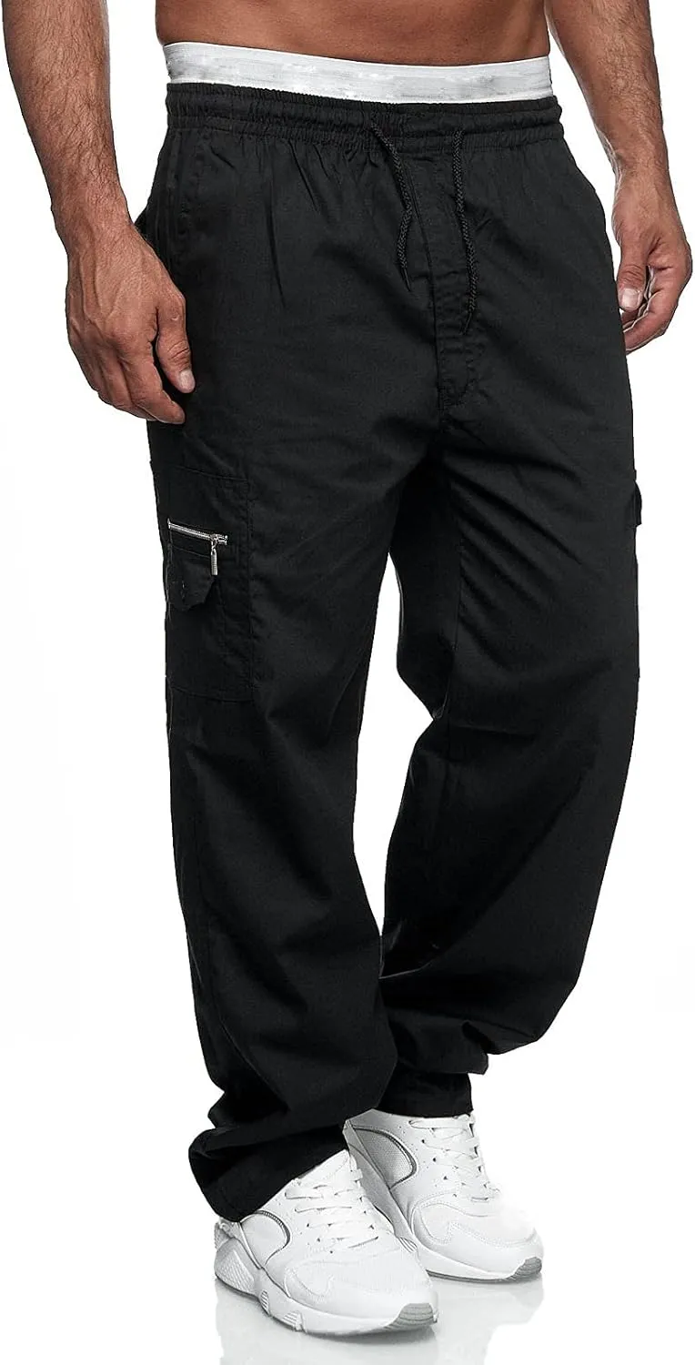 Mens Sweatpants with Pockets Big and Tall Fleece Cargo Sweatpants Stretch Elastic Running Athletic Sports Pants Casual